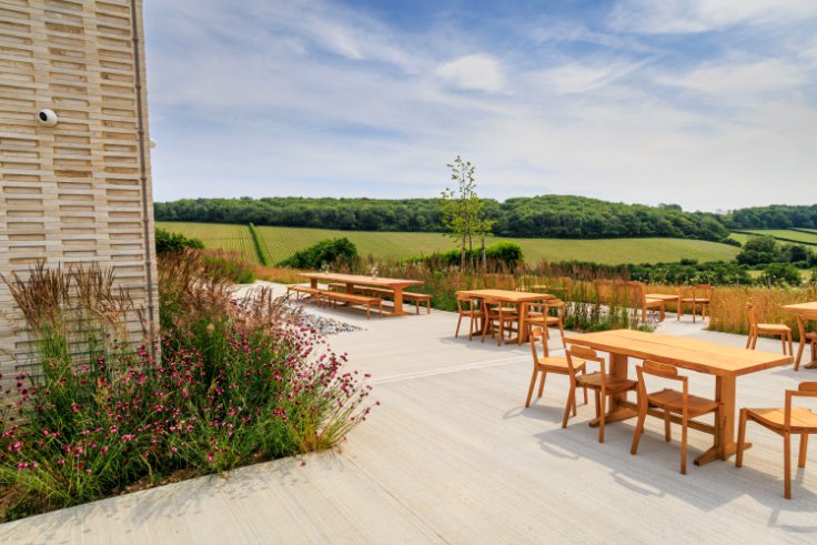 Domaine evremond vineyard outside seating 